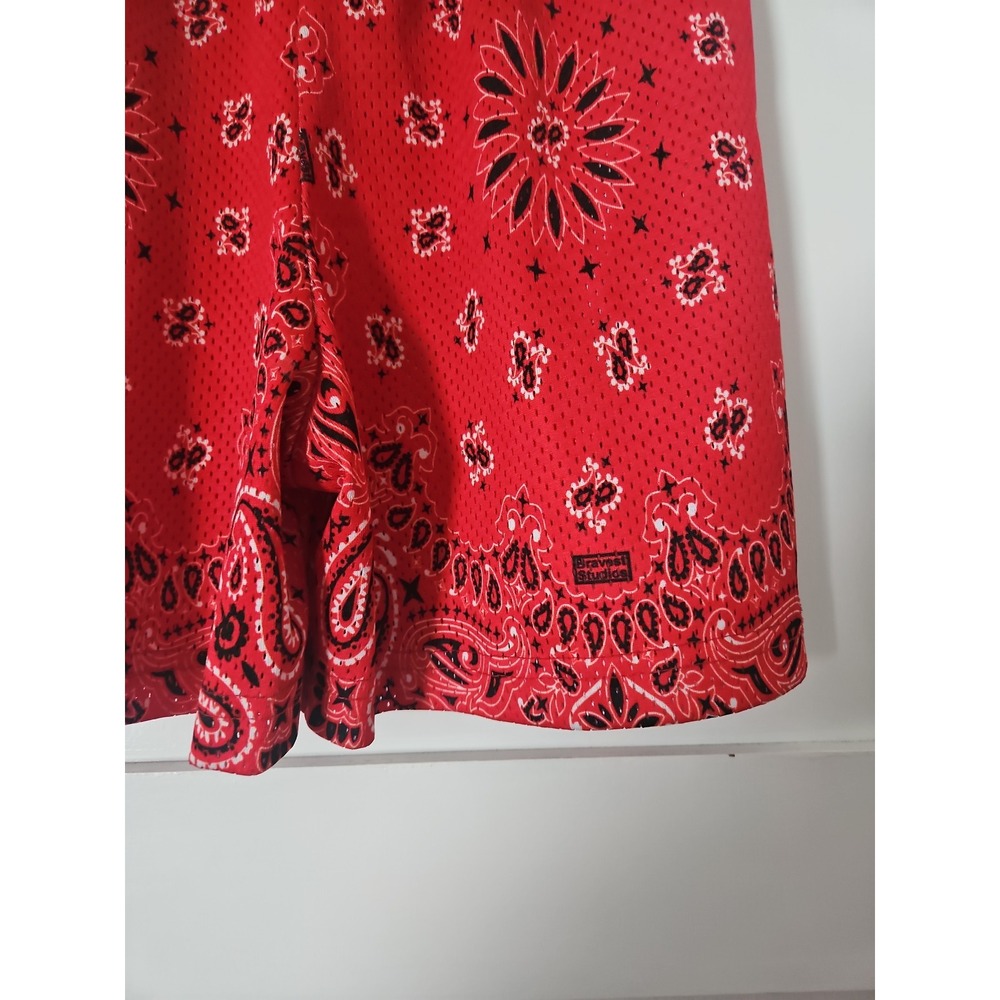 Bravest Studios Red Paisley Athletic Shorts - Picture 11 of 12